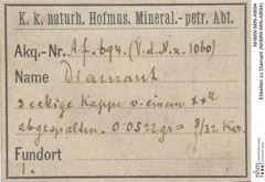 Etiketten zu Diamant (NHMW-MIN-Af694)